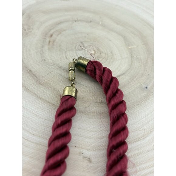 Vtg Cloisonné Floral Pendant Necklace Red Enamel Flower W/Gold Burgundy Cord - Picture 3 of 7